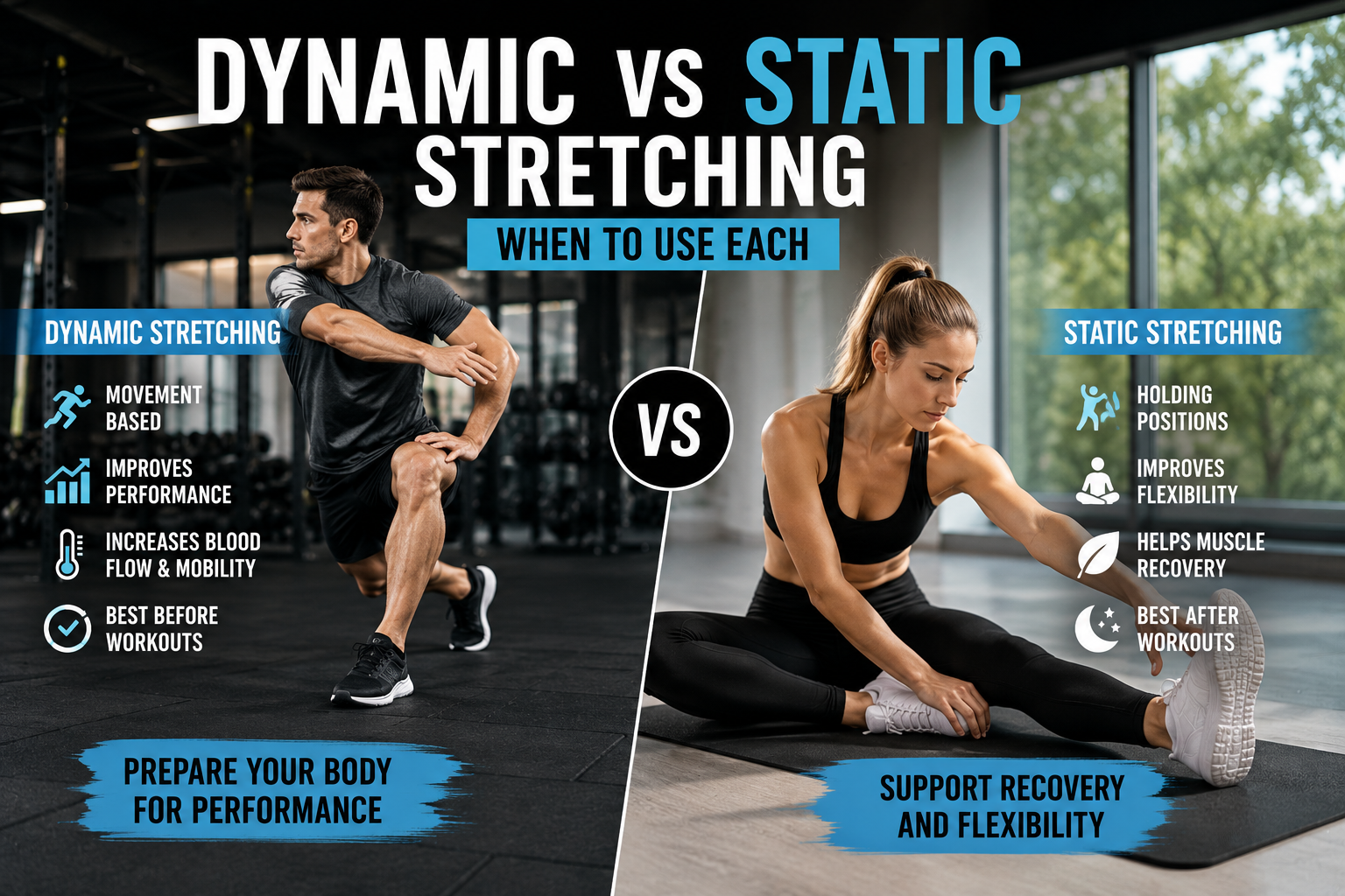 Dynamic vs Static Stretching: When to Use Each